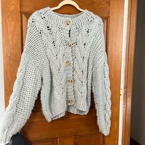 Anthropologie Little Lies light blue knit cardigan